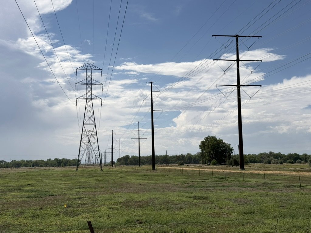 Transmission corridor crossing the Platteville site in Weld County, Colorado